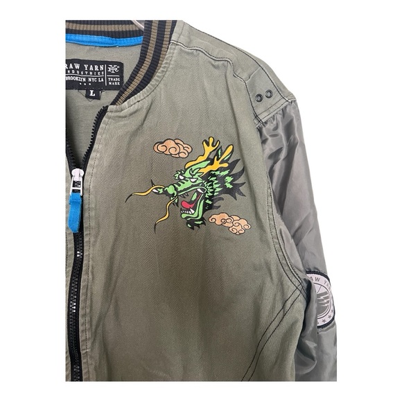 Pre loved Dragon Bomber Jacket | Khaki | Men’s Large Bomber Jacket | Cosplay L - Picture 4 of 10
